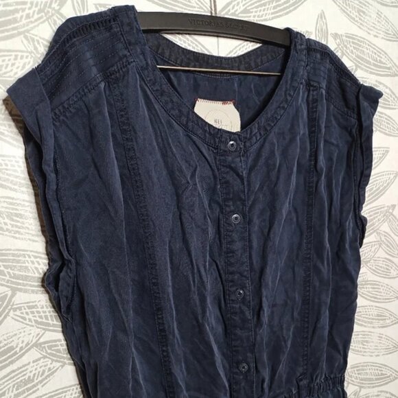 Hei Hei Jumpsuit Utility Boho Anthropologie Navy Lyocell - Picture 2 of 9